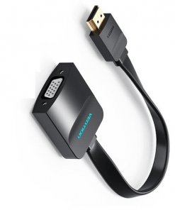 VENTION FLAT HDMI TO VGA CONVERTER WITH FEMALE MICRO USB AND AUDIO PORT 0.15M BLACKA