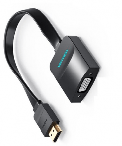 VENTION FLAT HDMI TO VGA CONVERTER WITH FEMALE MICRO USB AND AUDIO PORT 0.15M BLACKb