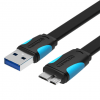 VENTION FLAT USB 3.0 A MALE to MICRO B MALE CABLE 0.5METER BLACKa
