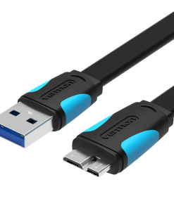 VENTION FLAT USB 3.0 A MALE to MICRO B MALE CABLE 0.5METER BLACKa