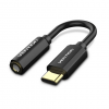 VENTION TYPE C TO 3.5MM AUDIO CABLE 0.1M BLACK METAL TYPEa