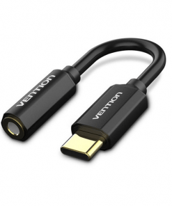 VENTION TYPE C TO 3.5MM AUDIO CABLE 0.1M BLACK METAL TYPEa